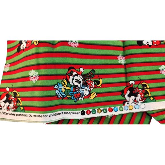 Disney Mickey & Minnie Christmas Stripe Cotton Fabric 1 Yard x 45 Inches - Picture 4 of 11